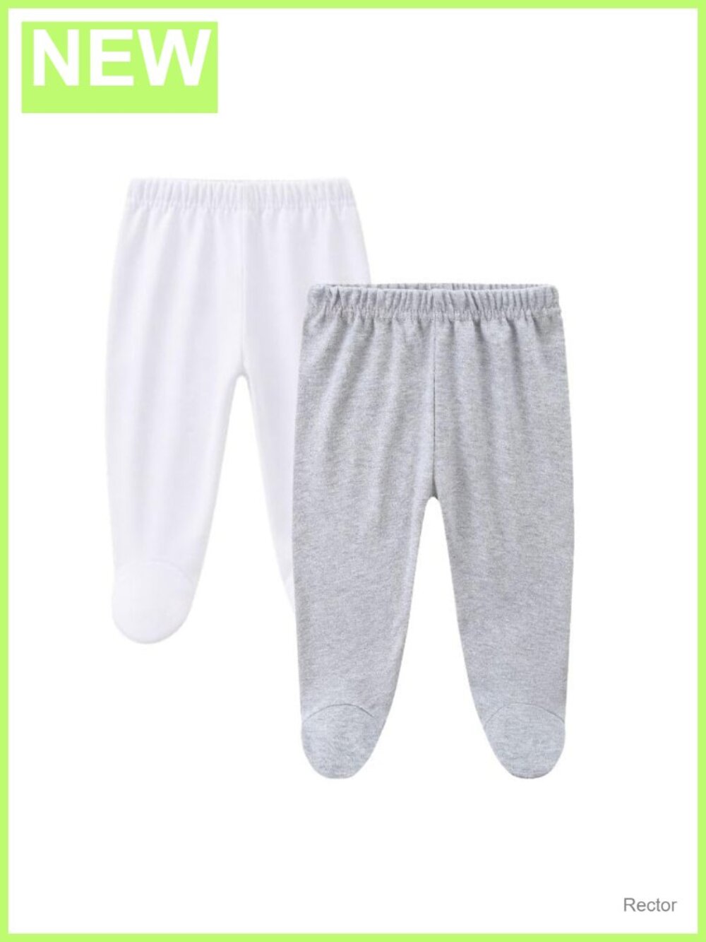Baby Footed Pants 2 Pack 100% Cotton Pull-On Trousers 0-24 Months